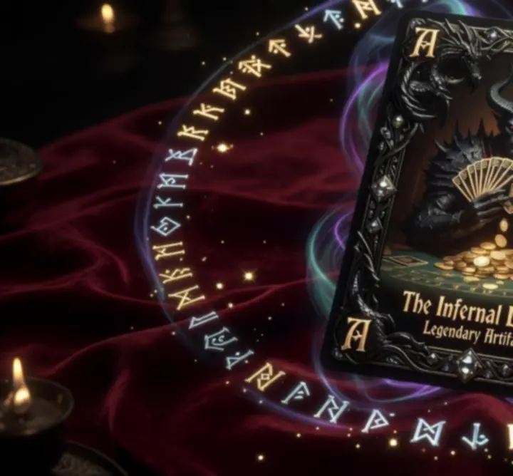 Glowing premium fantasy card in a dark Jackspott environment
